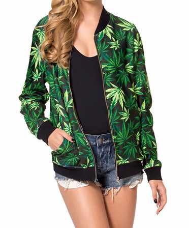 Weed-Jackets-Zip-Coat-Green-Leaves-Women